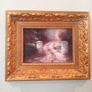 ⚜️ Thomas Kincaid AT THE GATE Gicleé Oil Painting Framed on Canvas  11"×…